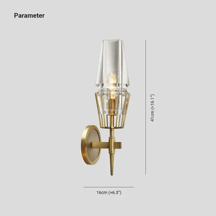 Arisha Vintage Lantern Glass Wall Lamp, Gold - Neutral Decor