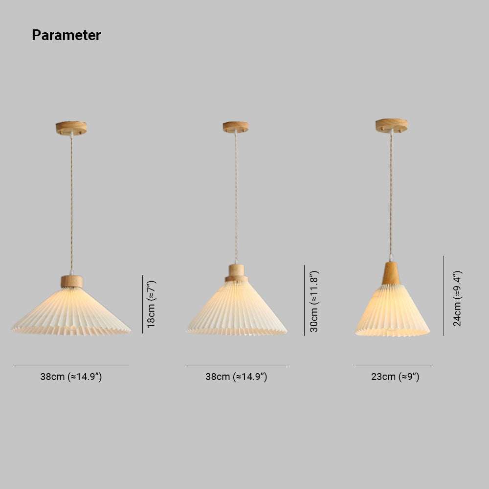 Muto Pendant Light Umbrella Shape Art, Wood, White, Bedroom - Neutral Decor
