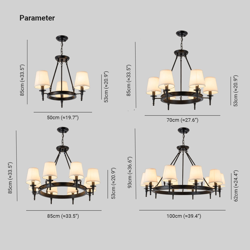 Silva vintage Ring Metal/Fabric Chandelier, Black/Copper - Neutral Decor