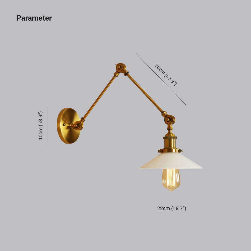 Silva Wall Lamp Retro Saucer Lampshade Metal Adjustable 2 Color, Bedroom - Neutral Decor