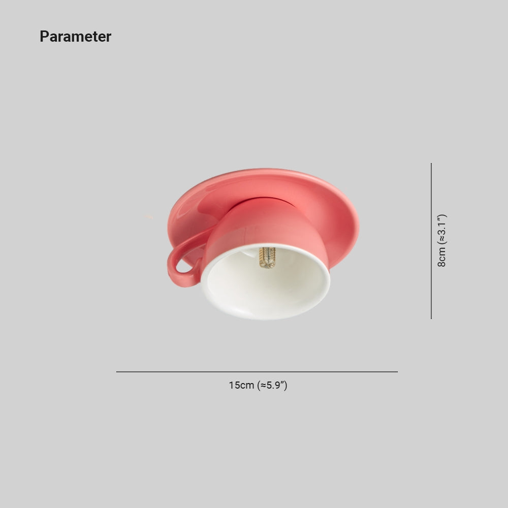 Aria Modern Coffee Cups Ceramic Flush Ceiling Lighting - Neutral Decor