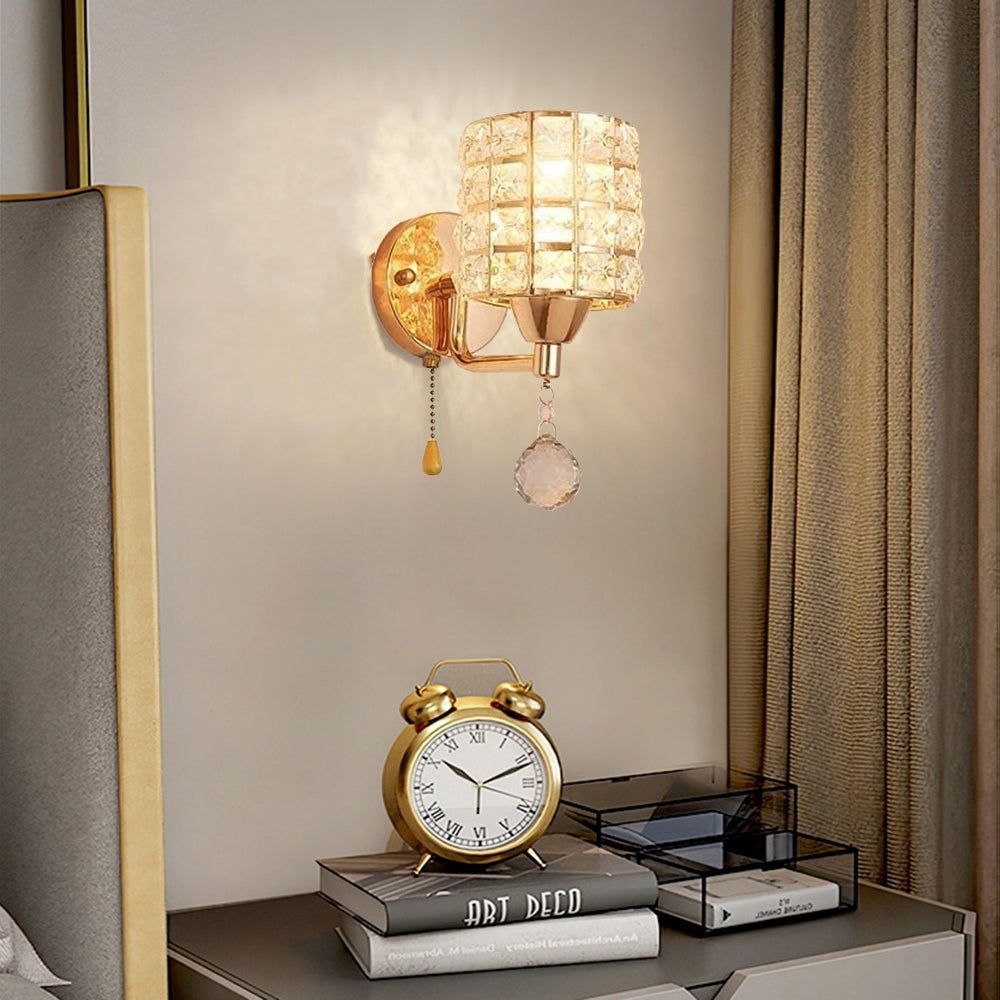 Kristy Vintage Cylinder Metal Bedside Wall Lamp, Gold/Chrome - Neutral Decor