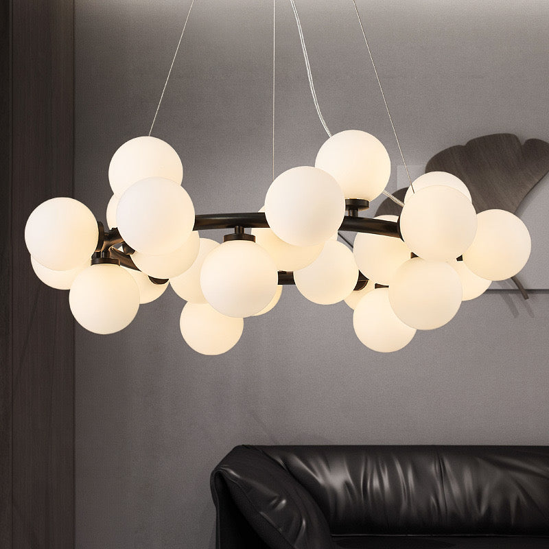 Valentina Bass Glass Bubble Golden Chandelier - Neutral Decor