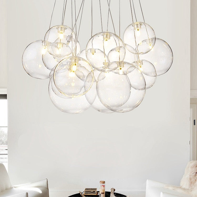 Valentina Glass Globe Bubble Pendant Light LED Stary - Neutral Decor