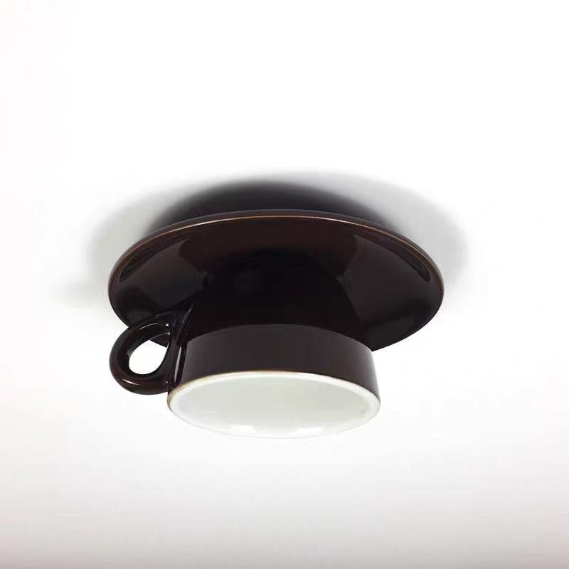 Aria Modern Coffee Cups Ceramic Flush Ceiling Lighting - Neutral Decor