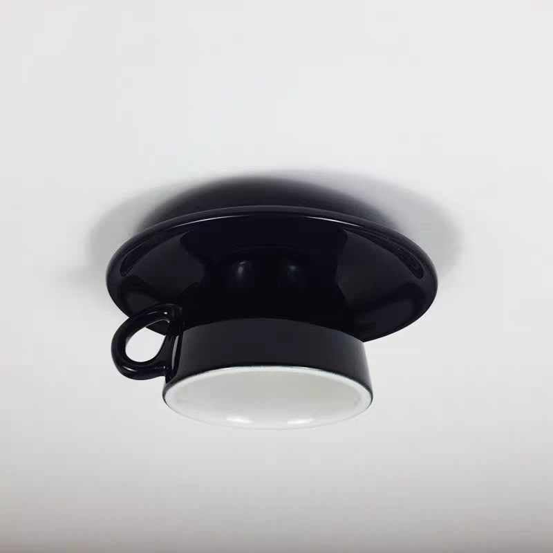 Aria Modern Coffee Cups Ceramic Flush Ceiling Lighting - Neutral Decor