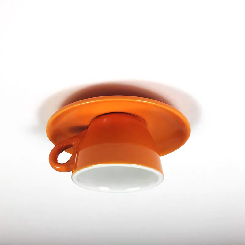 Aria Modern Coffee Cups Ceramic Flush Ceiling Lighting - Neutral Decor