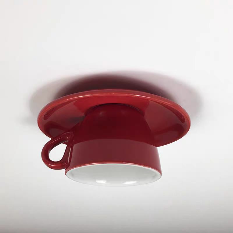 Aria Modern Coffee Cups Ceramic Flush Ceiling Lighting - Neutral Decor