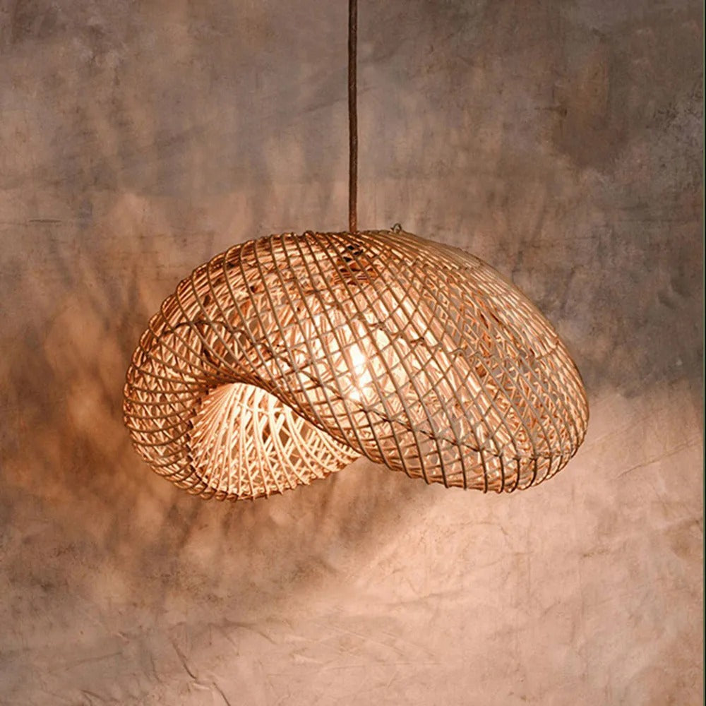 Juno Rustic Rattan Pendant Light Living Room - Neutral Decor