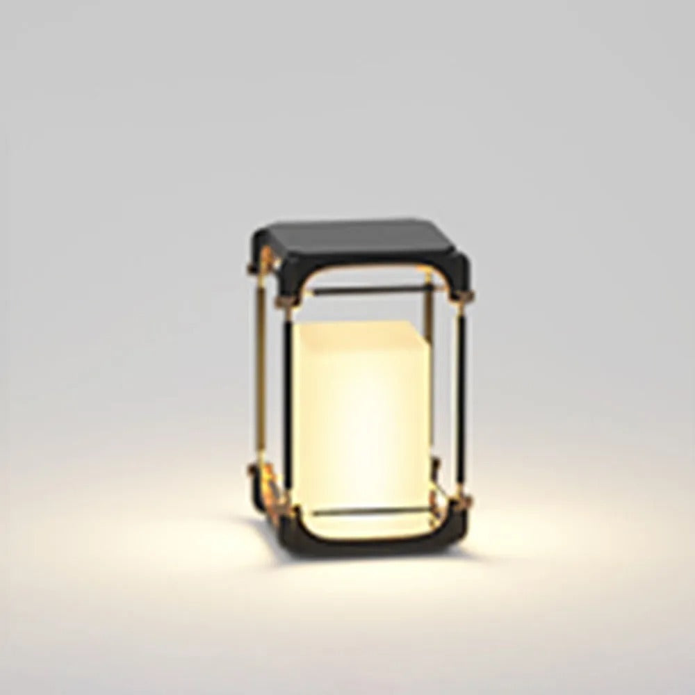 Ray Simple Cube/Cuboid Outdoor Floor Lamp, Hardwired/Solar, Black - Neutral Decor