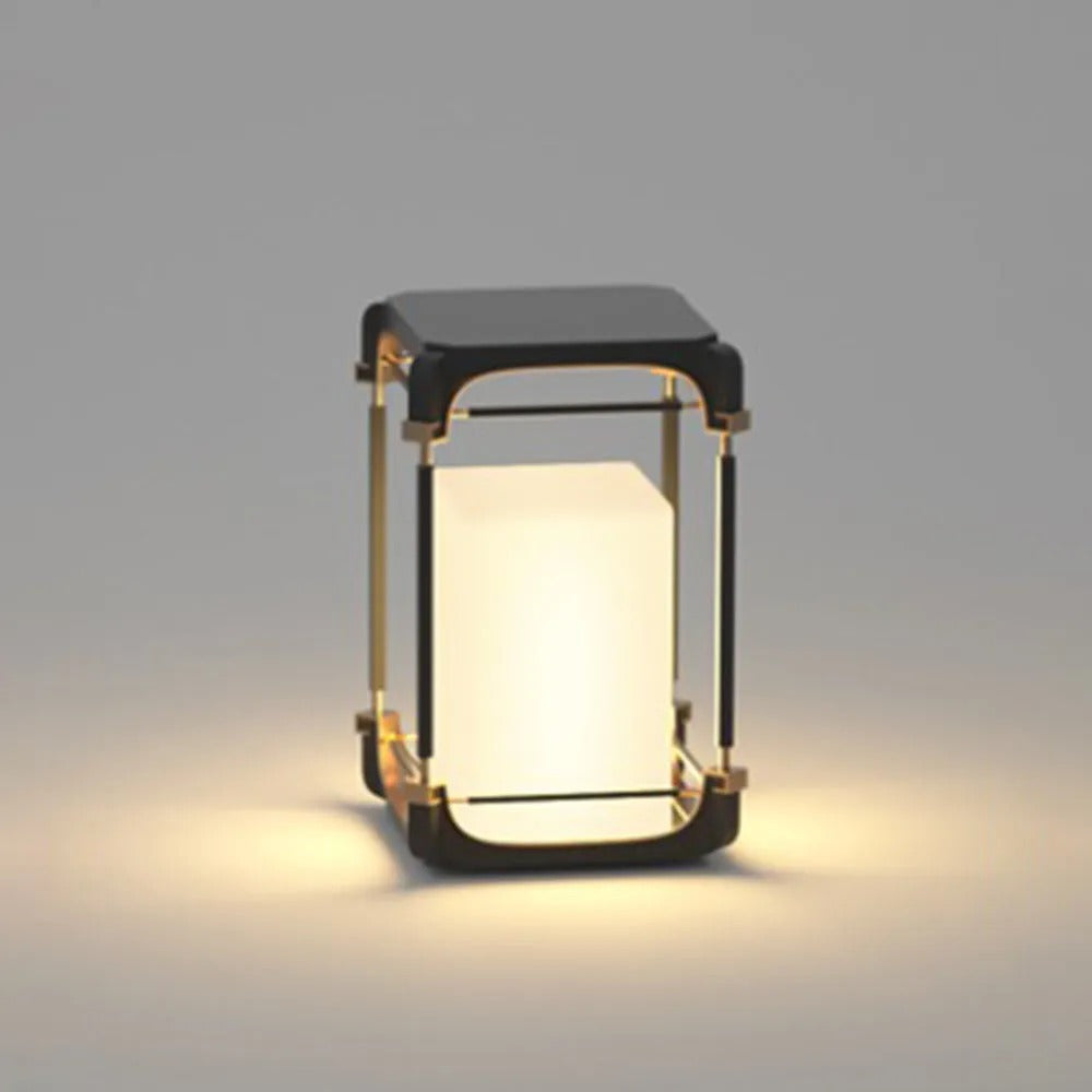 Ray Simple Cube/Cuboid Outdoor Floor Lamp, Hardwired/Solar, Black - Neutral Decor