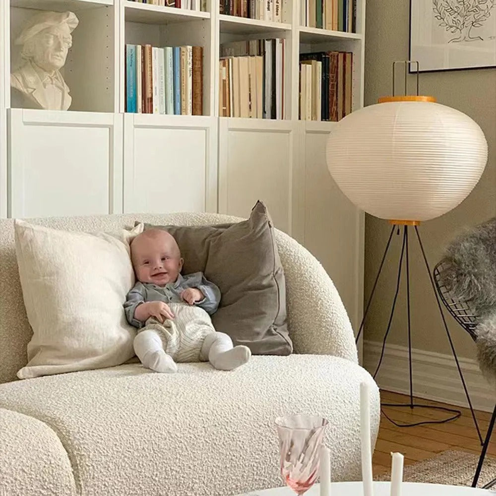 Renée Minimalist Tripod Lantern Paper Floor Lamp, White - Neutral Decor