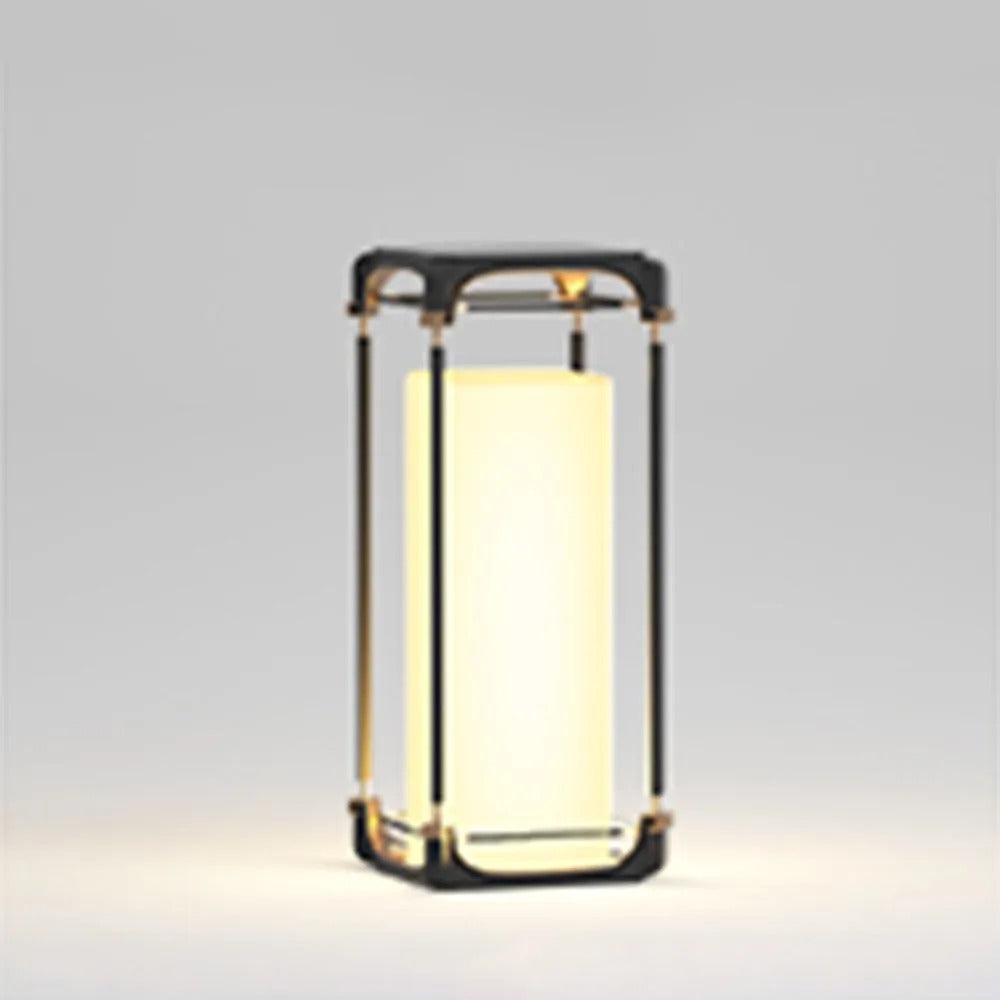 Ray Simple Cube/Cuboid Outdoor Floor Lamp, Hardwired/Solar, Black - Neutral Decor