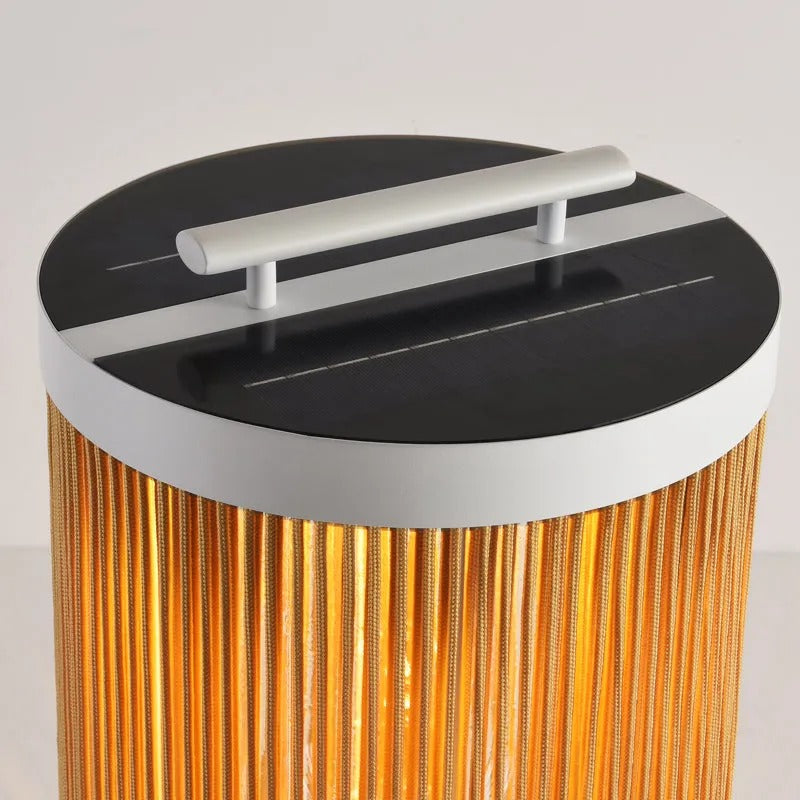Ray Retro Metal/Rattan Floor Lamp, Hardwired/Solar/LED, Outdoor - Neutral Decor