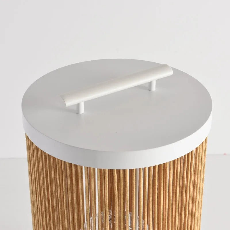 Ray Retro Metal/Rattan Floor Lamp, Hardwired/Solar/LED, Outdoor - Neutral Decor