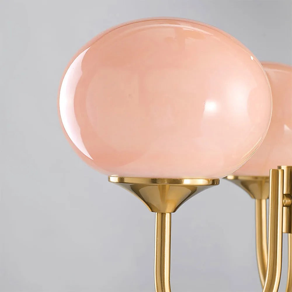 Valentina Retro Art Deco Globe Chandelier, White/Pink/Beige - Neutral Decor