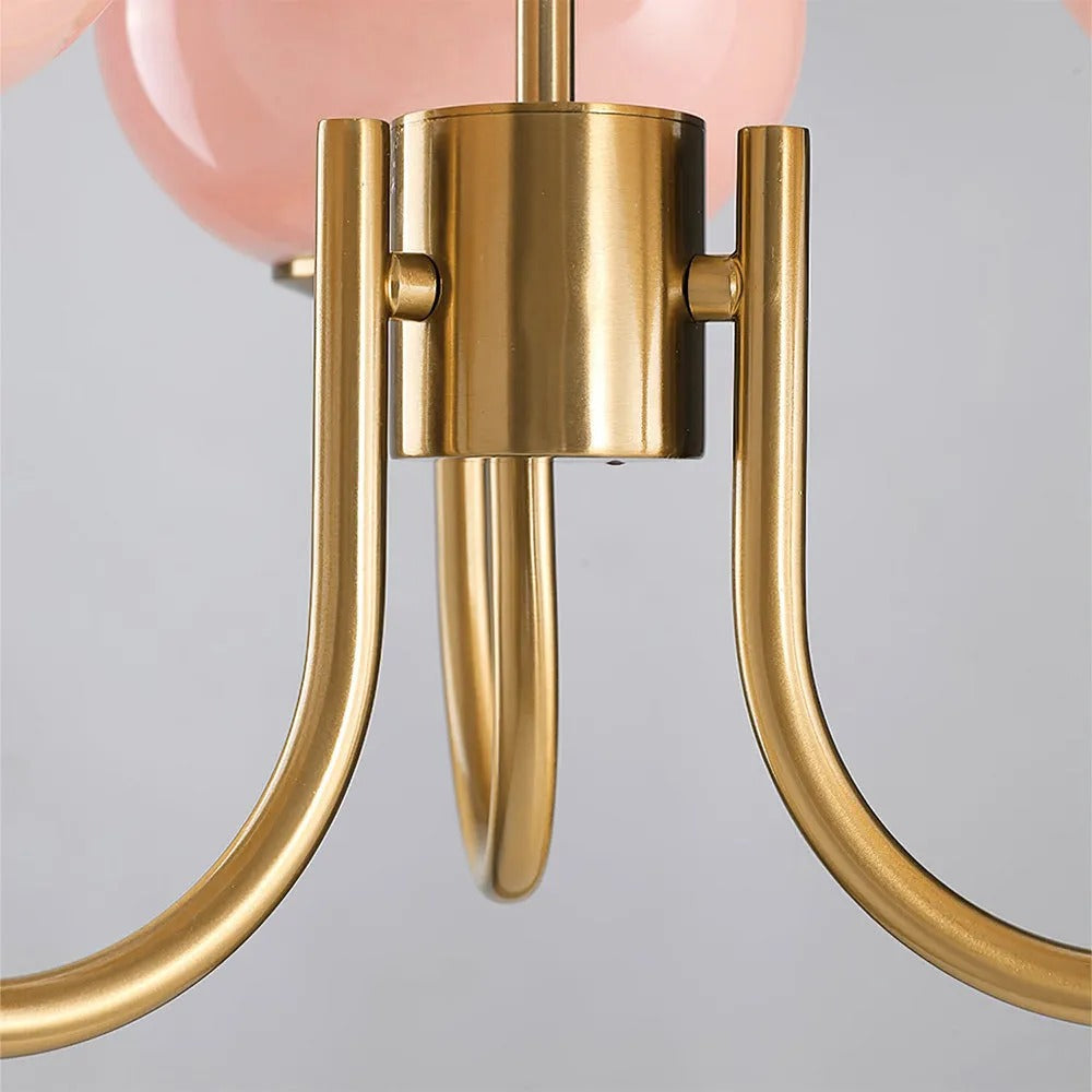 Valentina Retro Art Deco Globe Chandelier, White/Pink/Beige - Neutral Decor