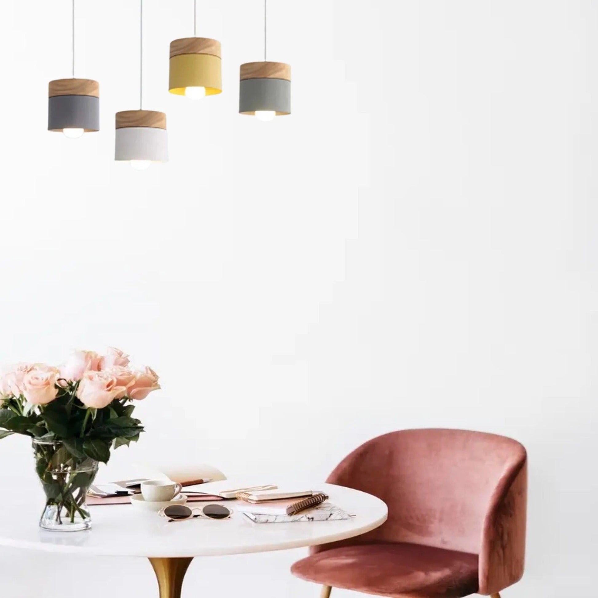 Valentina Modern Can Shape Metal/Wood Pendant Light - Neutral Decor