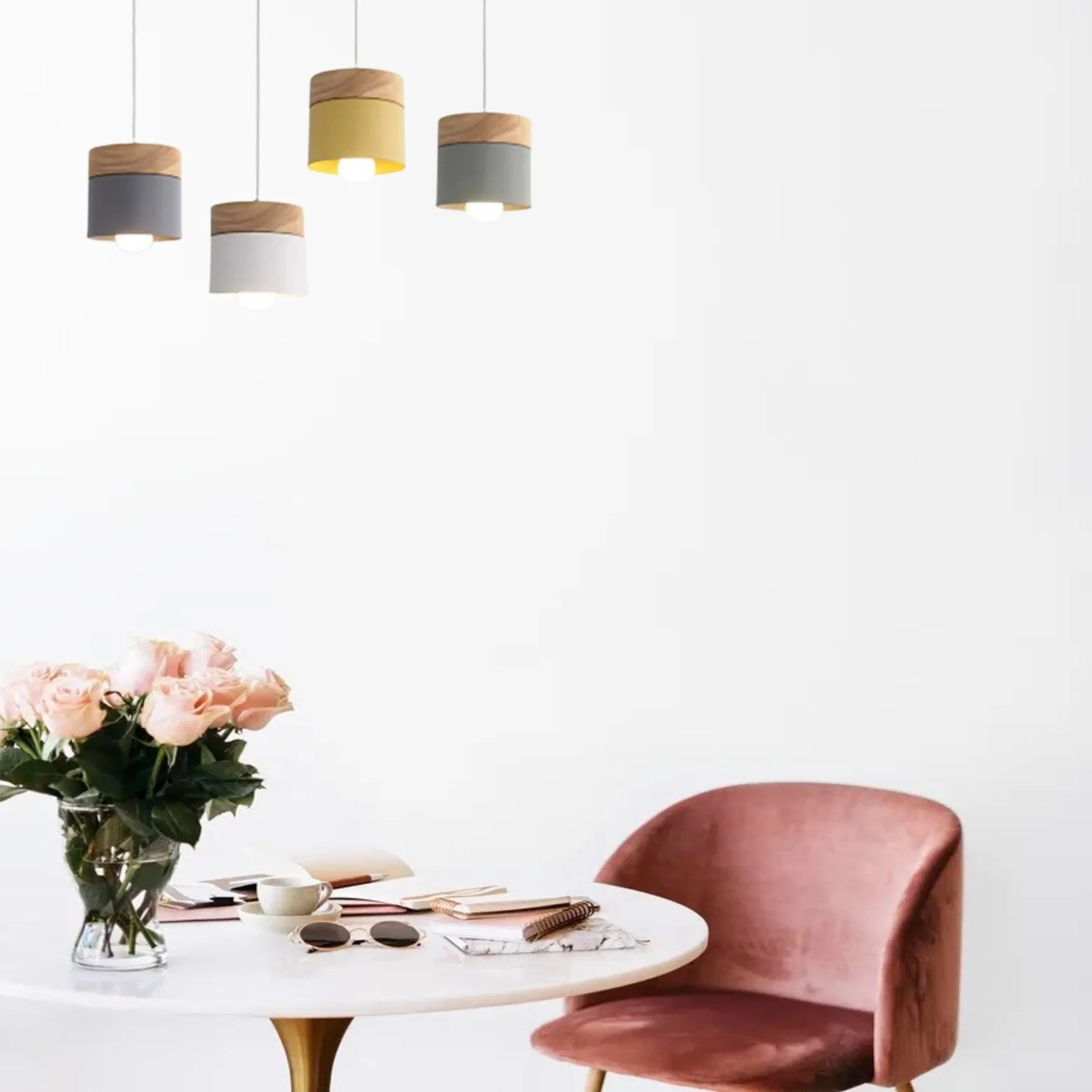 Valentina Modern Can Shape Metal/Wood Pendant Light - Neutral Decor