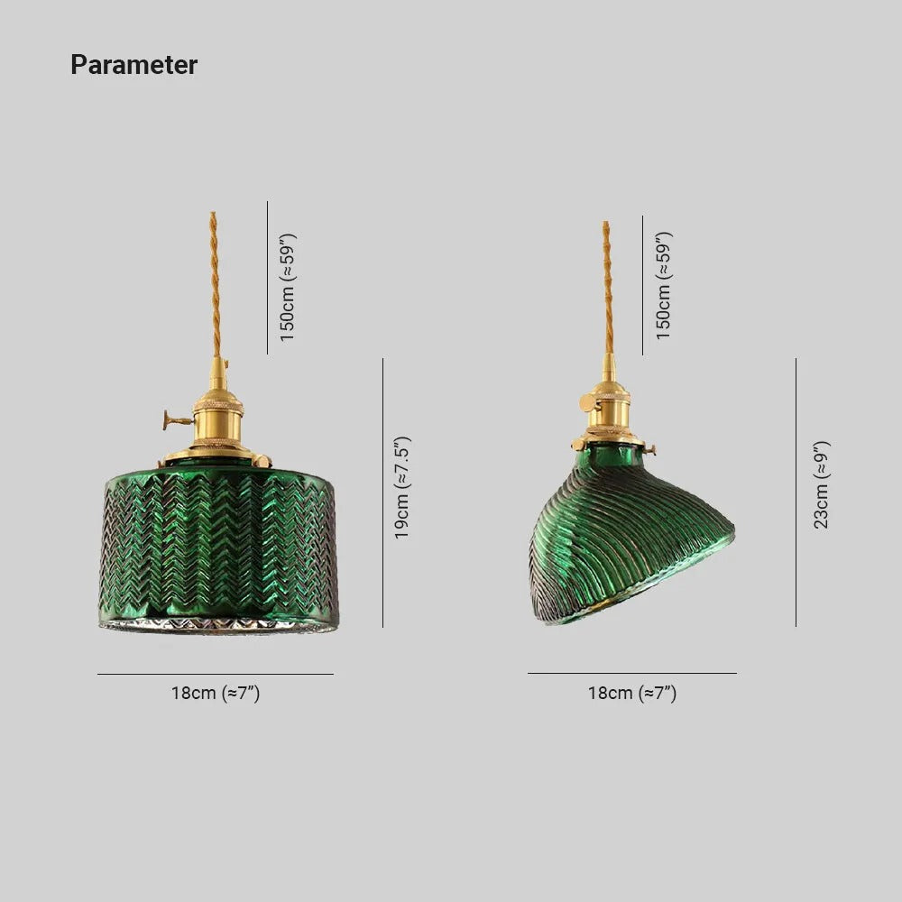 Valentina Retro LED Pendant Light Metal Green Glass Dining Room - Neutral Decor