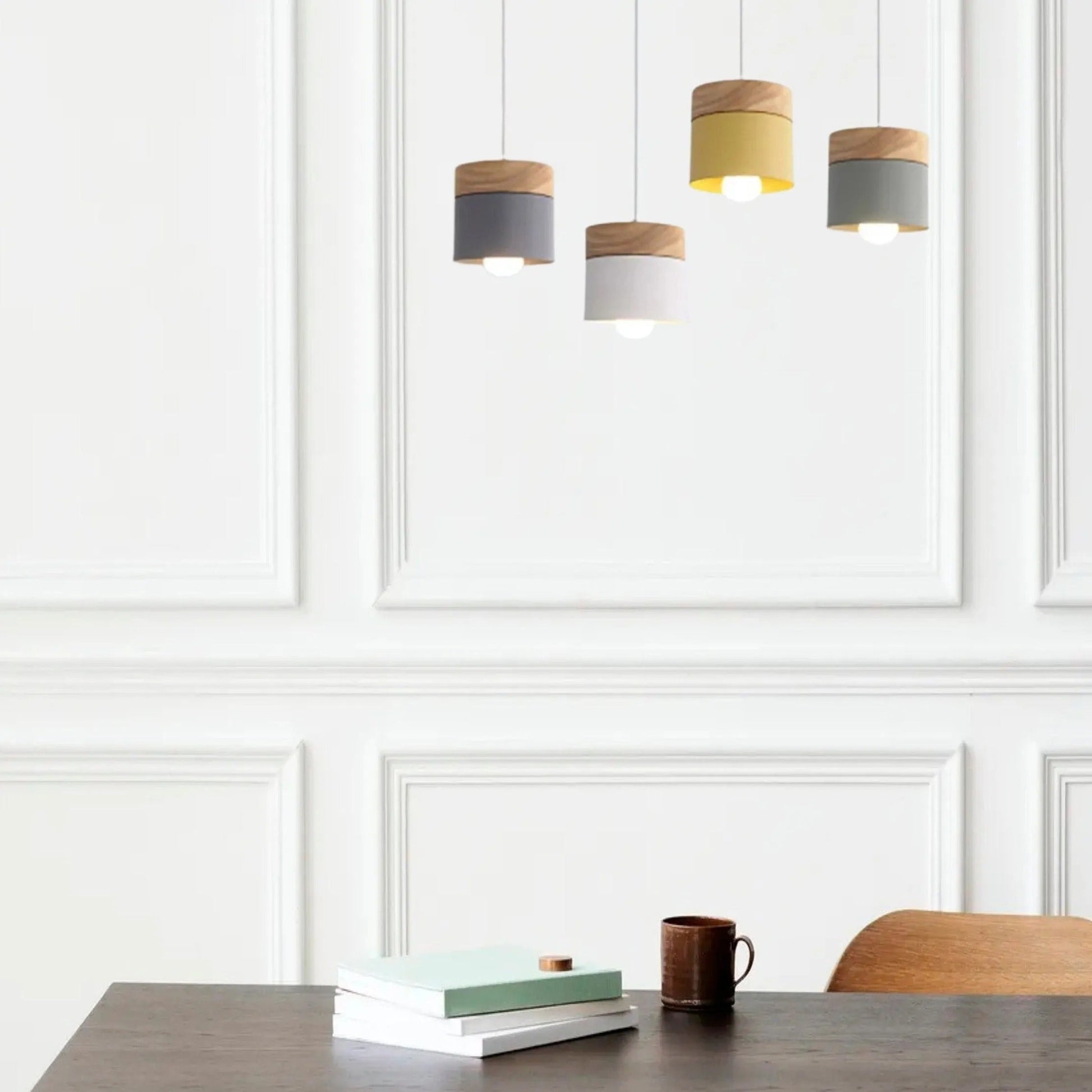 Valentina Modern Can Shape Metal/Wood Pendant Light - Neutral Decor