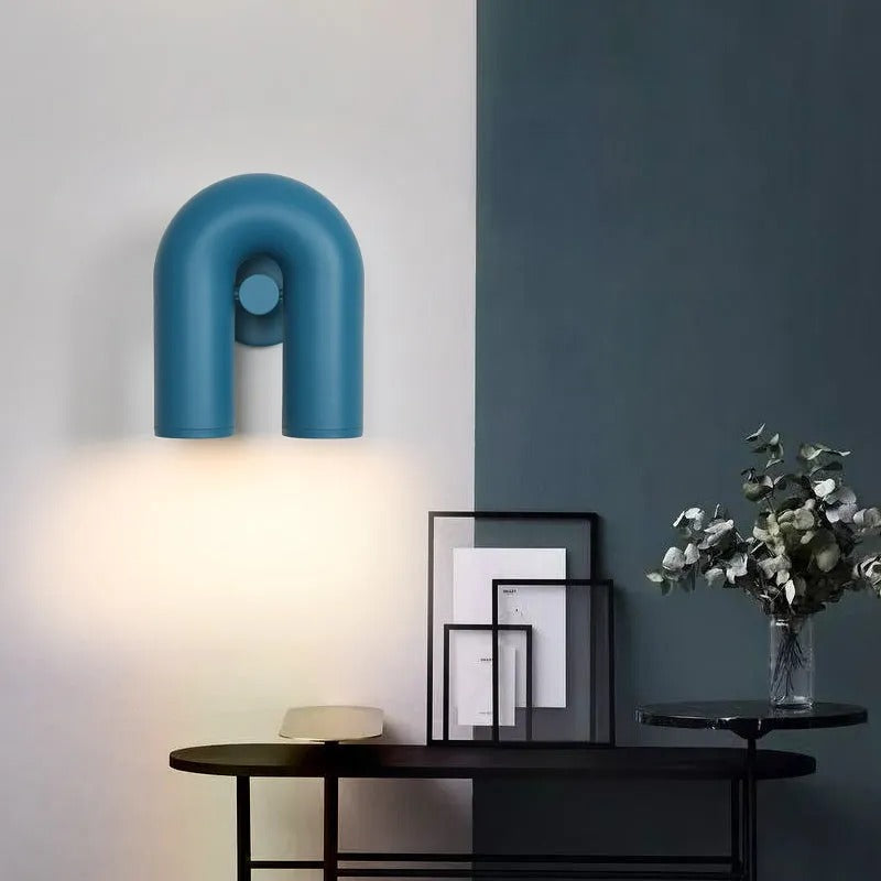 Arisha Wall Lamp U-shaped Design LED Metal, Black/Blue/Gray/Red, Bedroom - Neutral Decor