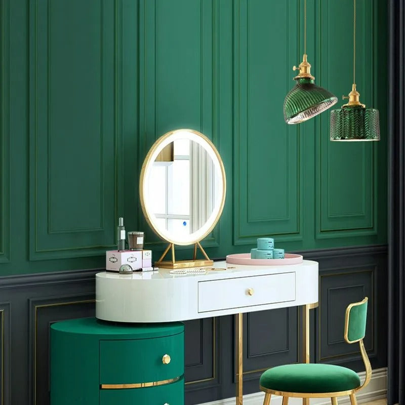 Valentina Retro LED Pendant Light Metal Green Glass Dining Room - Neutral Decor