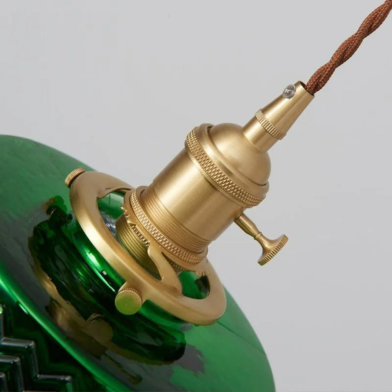 Valentina Retro LED Pendant Light Metal Green Glass Dining Room - Neutral Decor
