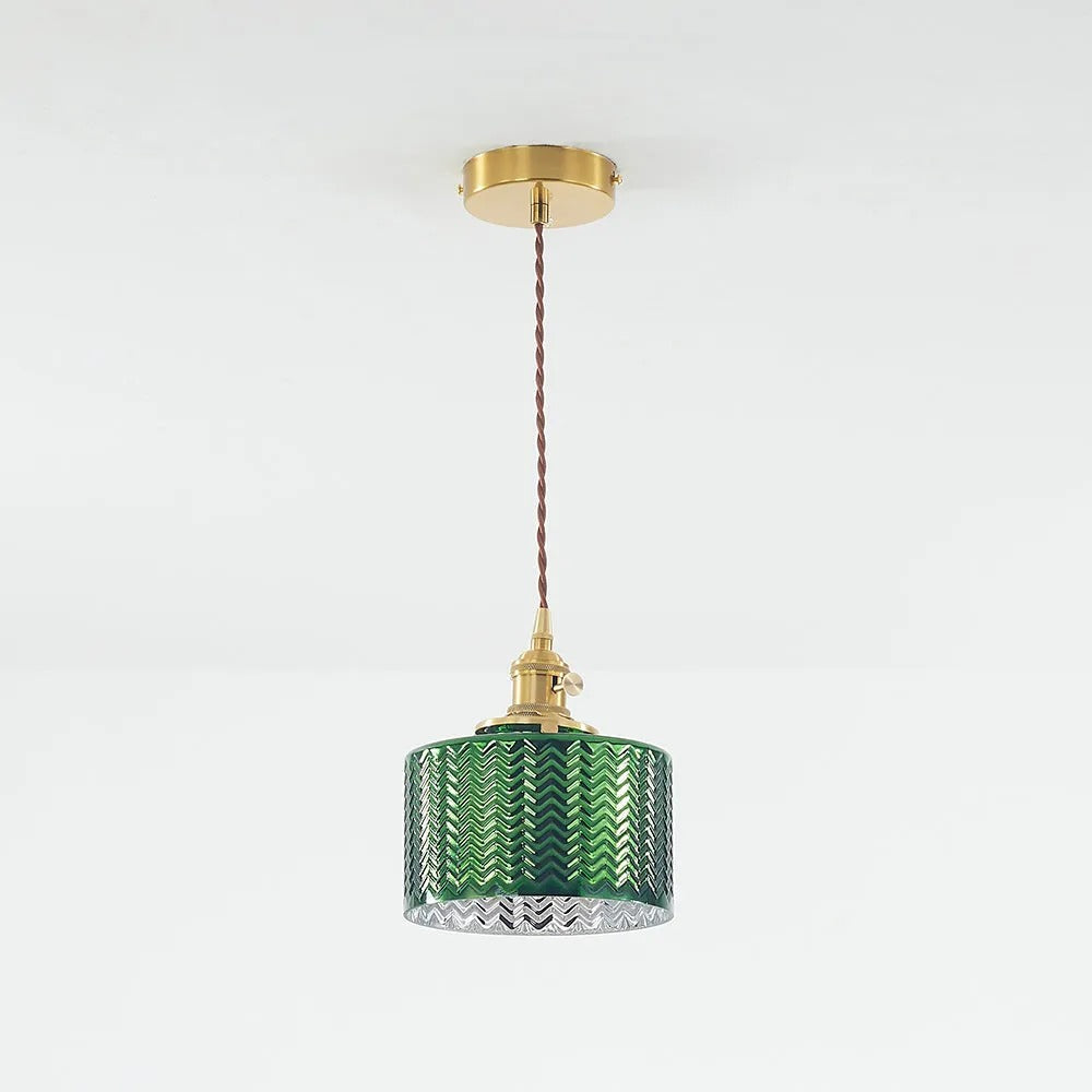 Valentina Retro LED Pendant Light Metal Green Glass Dining Room - Neutral Decor