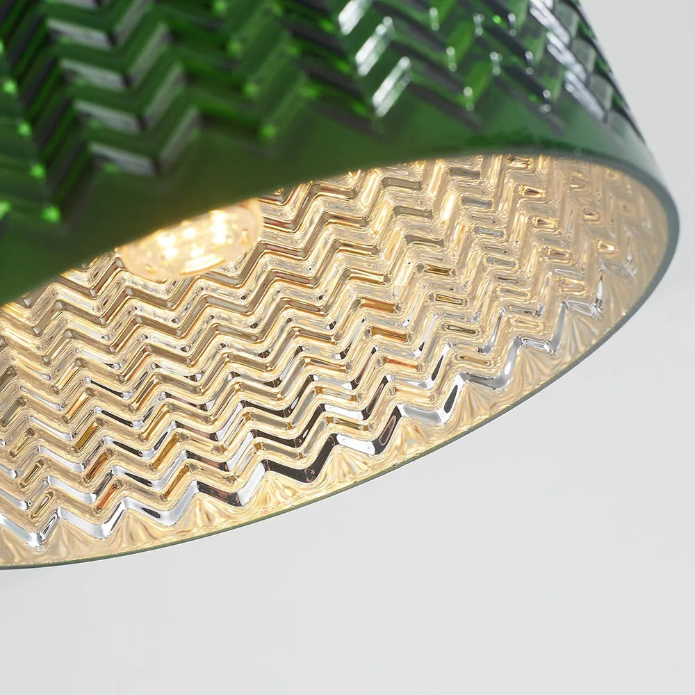Valentina Retro LED Pendant Light Metal Green Glass Dining Room - Neutral Decor