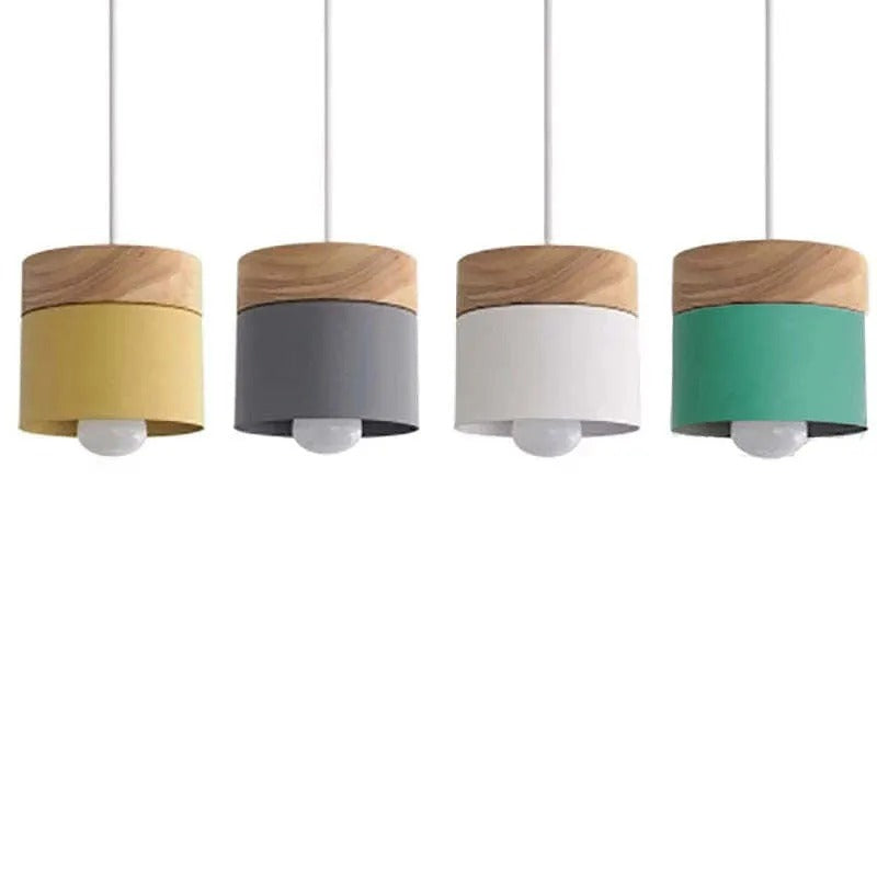 Valentina Modern Can Shape Metal/Wood Pendant Light - Neutral Decor