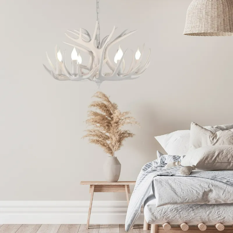 Epoch Retro Deer Horn Resin Chandelier Living Room-Neutral Decor