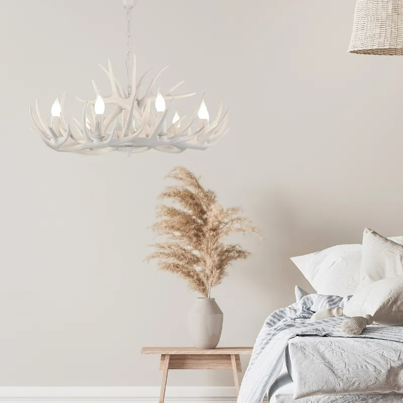 Epoch Retro Deer Horn Resin Chandelier Living Room-Neutral Decor