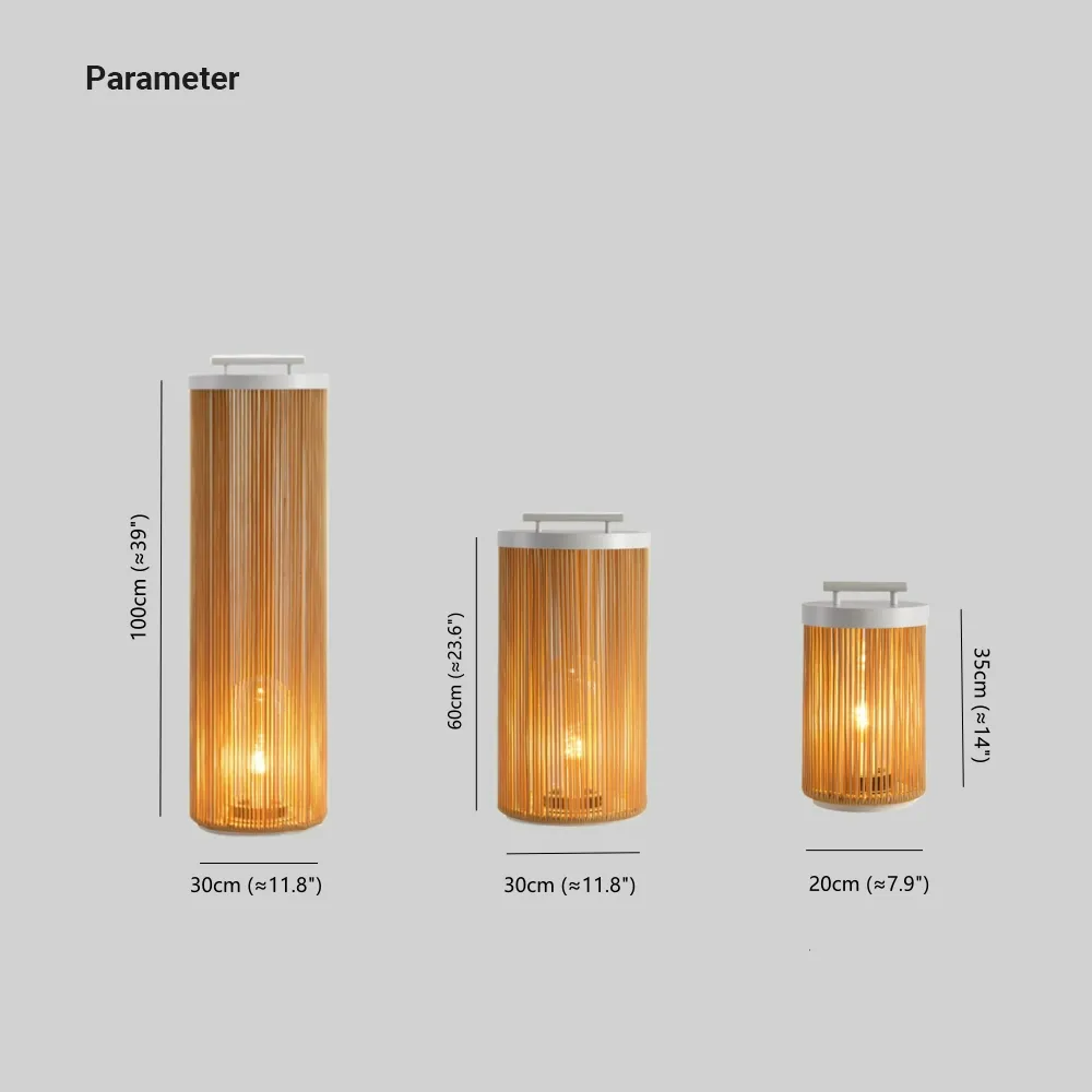 Ray Retro Metal/Rattan Floor Lamp, Hardwired/Solar/LED, Outdoor - Neutral Decor