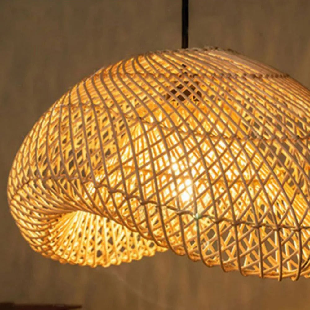 Juno Rustic Rattan Pendant Light Living Room - Neutral Decor