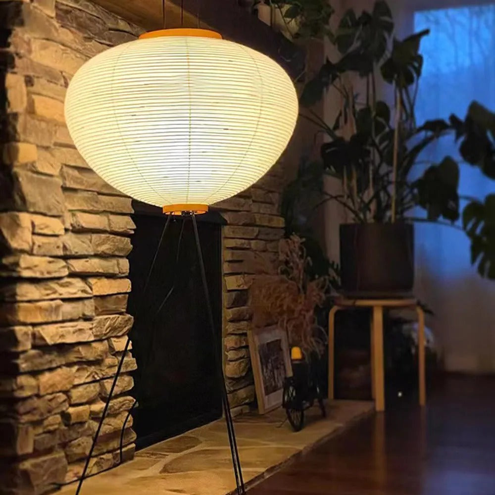 Renée Minimalist Tripod Lantern Paper Floor Lamp, White - Neutral Decor