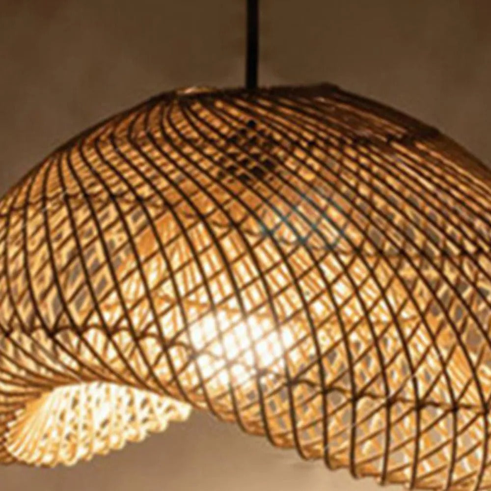 Juno Rustic Rattan Pendant Light Living Room - Neutral Decor