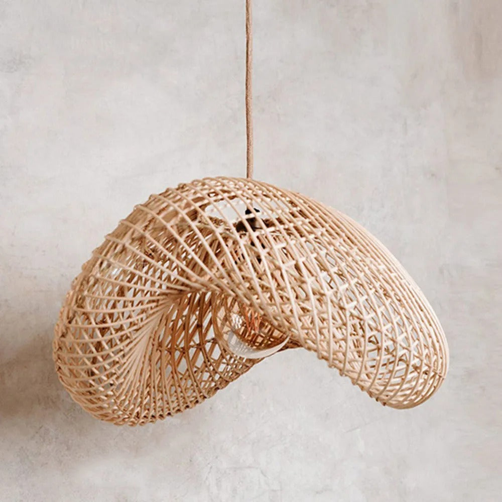 Juno Rustic Rattan Pendant Light Living Room - Neutral Decor
