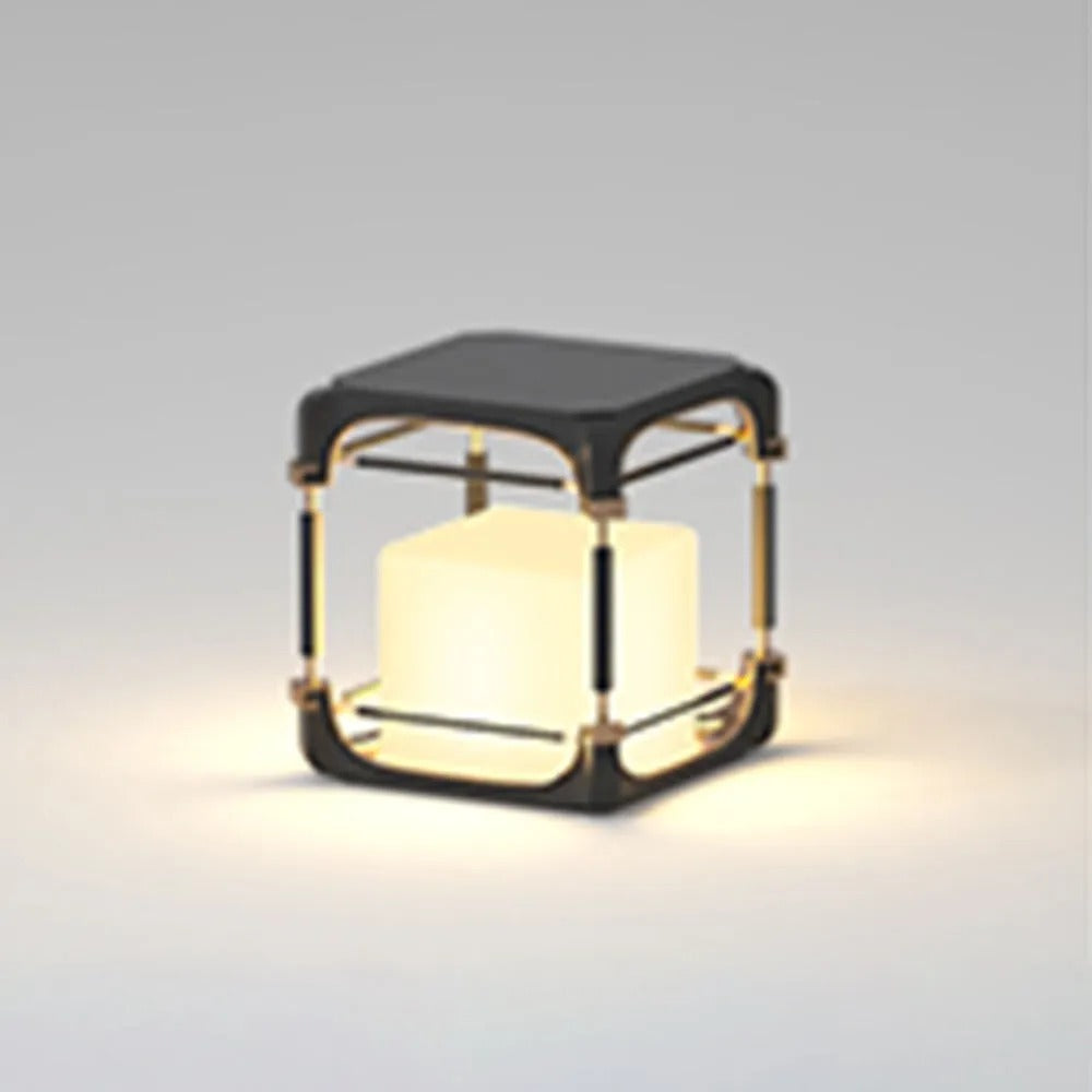 Ray Simple Cube/Cuboid Outdoor Floor Lamp, Hardwired/Solar, Black - Neutral Decor