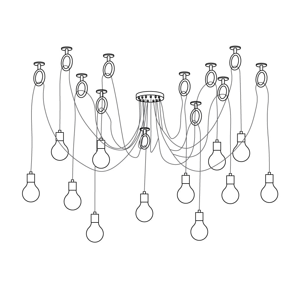Kominex Chandelier Industrial Spider Bulb Hanging-Neutral Decor