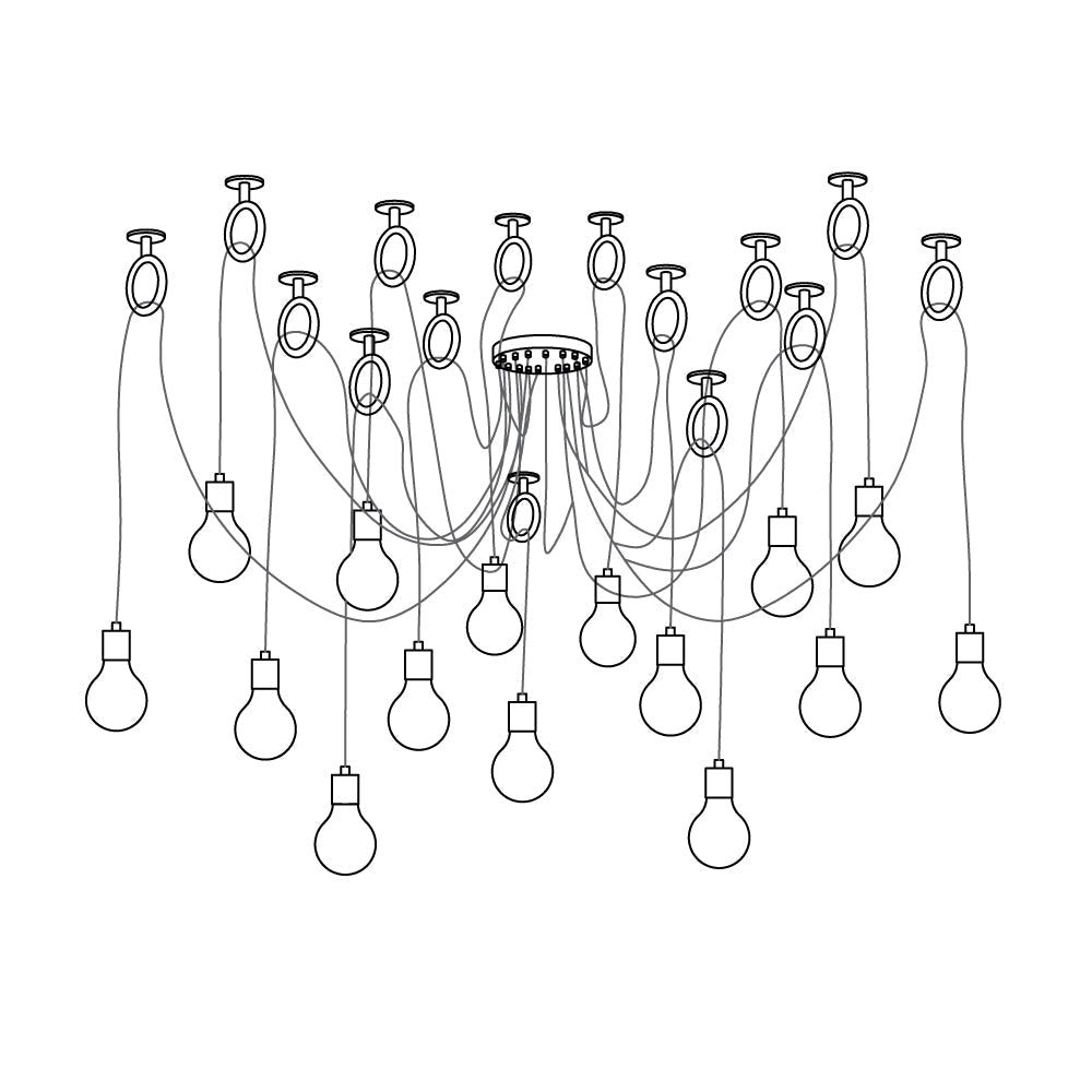 Kominex Chandelier Industrial Spider Bulb Hanging-Neutral Decor
