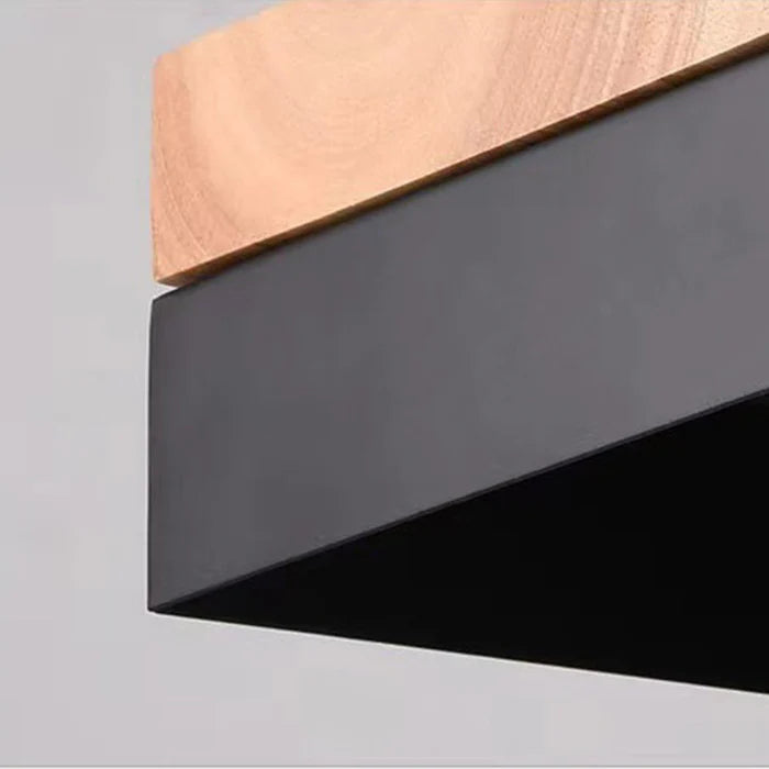 Aria Minimalist Black & White Wood Geometric Pendant Light - Neutral Decor