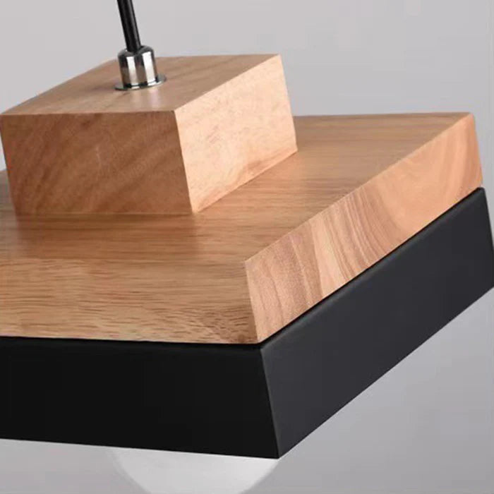 Aria Minimalist Black & White Wood Geometric Pendant Light - Neutral Decor