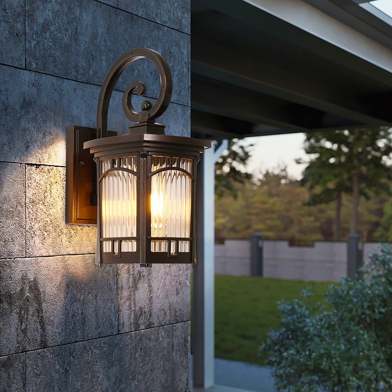 Sacha Vintage Striped Modern Glass Outdoor Wall Lights
