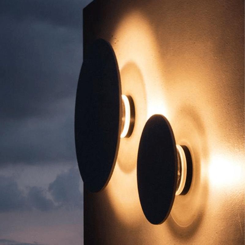 April Landscape Round LED Accent Concrete Outdoor Wall Flush Lights