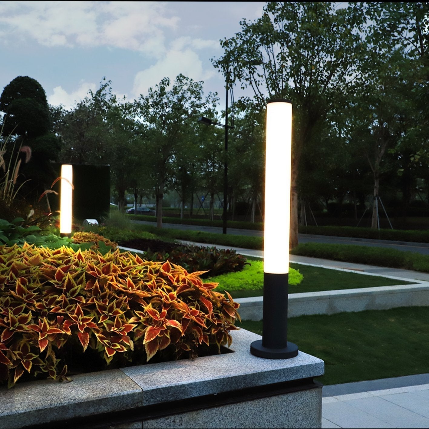 Joclyn Slender Cylindrical Outdoor Pathway Bollard Light