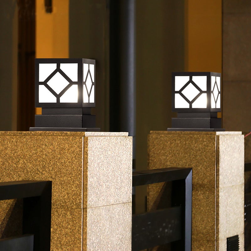 Luther Square LED Modern Steel Outdoor Post Lamp