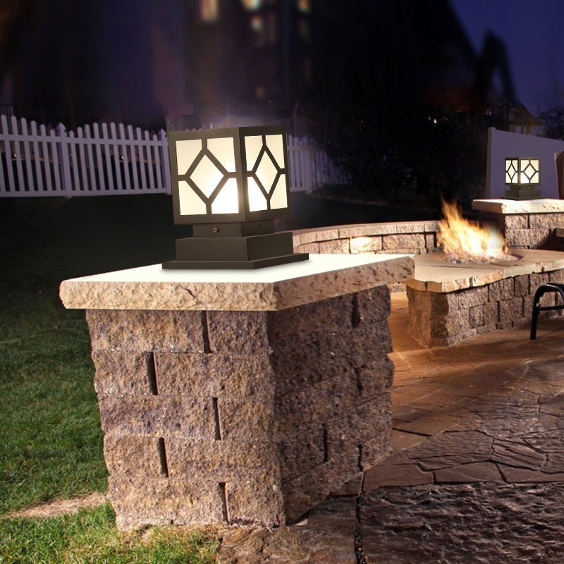 Luther Square LED Modern Steel Outdoor Post Lamp