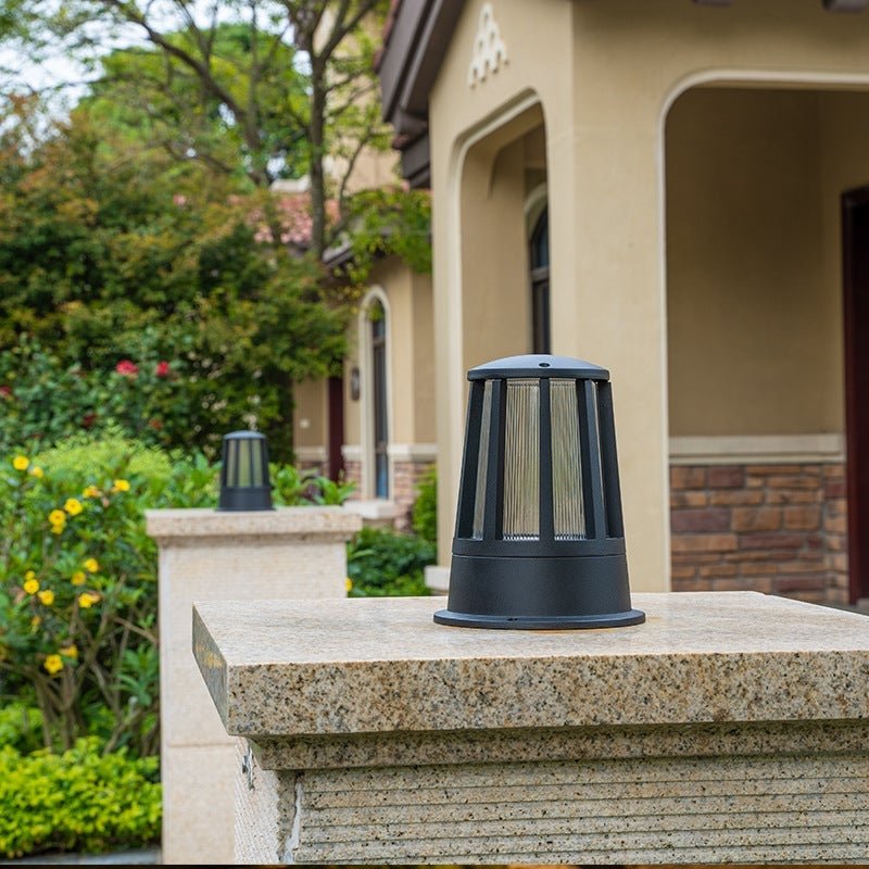 Annette Round Creative Modern Black Outdoor Pillar Lights