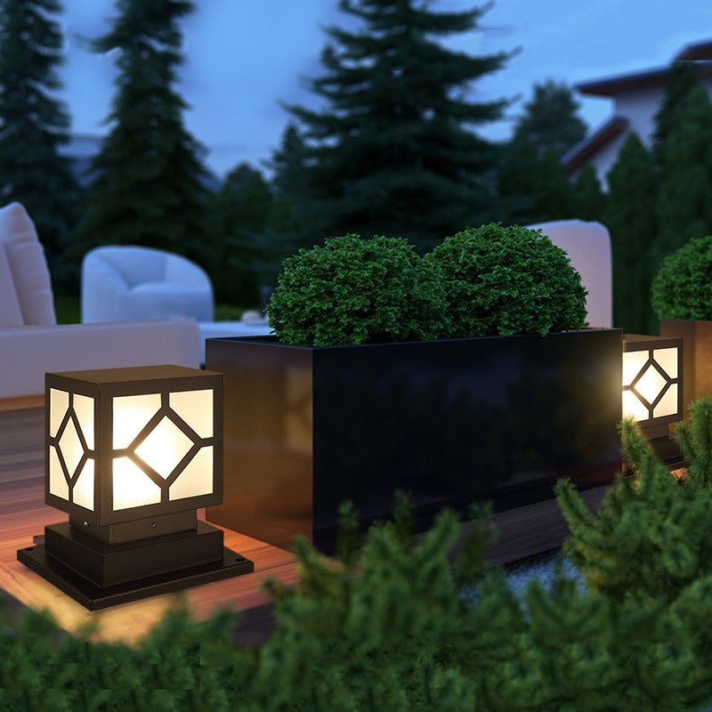 Luther Square LED Modern Steel Outdoor Post Lamp